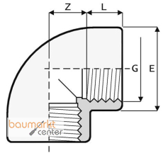 Aliaxis Winkel PVC-U 90 Gr., R 3/8, GO2