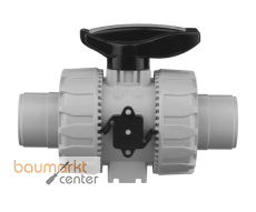 Aliaxis 2-Wege Kugelhahn VK Dual Block mit PP- Stutzen zum Muffenschweien d 50 FKM