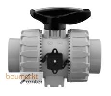 Aliaxis 2-Wege Kugelhahn VK Dual Block aus PP-H mit Gewindemuffen VKDFM/FKM R 1/2 Zoll