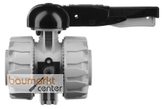 Aliaxis 2-Wege Kugelhahn VK Dual Block aus PP-H mit Schweimuffen VKDIM/FKM d 75