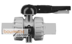 Aliaxis 2-Wege Kugelhahn VK Dual Block aus PP-H mit Stutzen aus PP VKDBM/FKM d 75