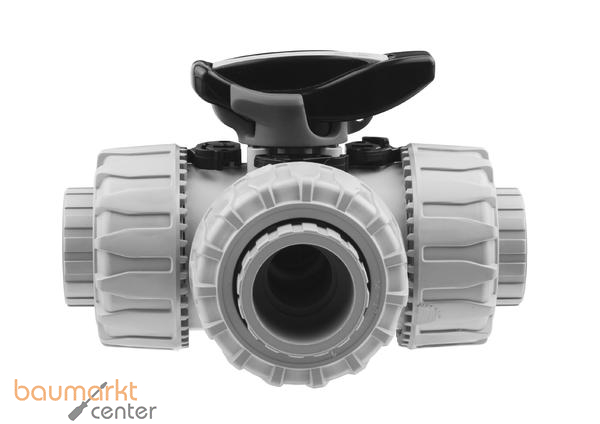 Aliaxis PVC-C 3-Wege Kugelhahn TKD d25 FKM L-Bohrung Klebmuffe TKDIC-L-FKM