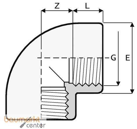 Aliaxis Winkel PVC-U 90 Gr., R 3/8, GO2