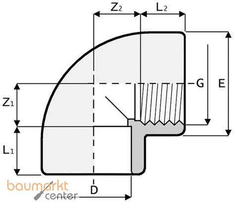 Aliaxis Winkel PVC-U 90 Gr., d 75 x 2 1/2, GO3
