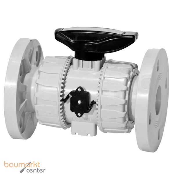 Aliaxis 2-Wege Kugelhahn VK Dual Block aus PP-H m.Festflansch VKDOM/FKM d 63