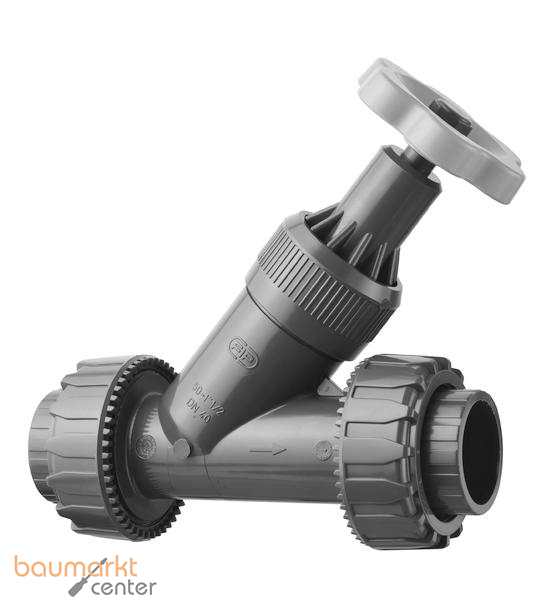 Aliaxis PVC-U Schrgsitzabsperrventil R3/8 Verschraubung Gewindemuffe VVUFV-FKM