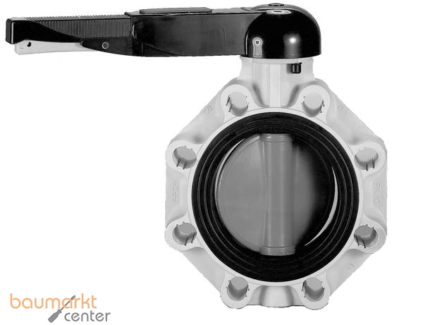 Aliaxis PVC-U Univ.-Industr.-Endabsperrklappe d225 Handhebel FKM FKOV-END-FKM