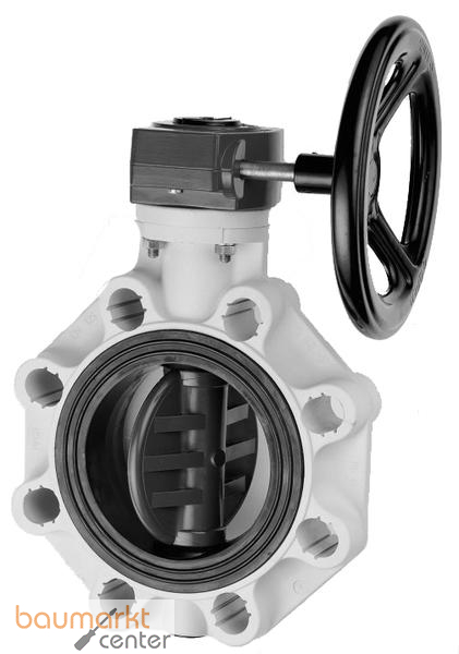 Aliaxis PVC-U Uni-Industrie-Absperrklappe d90 Handgetriebe EPDM FKOV-RM-EPDM