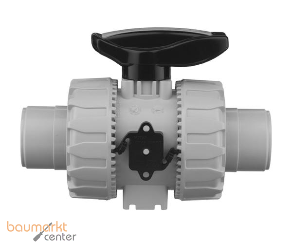 Aliaxis 2-Wege Kugelhahn VK Dual Block mit PP- Stutzen zum Muffenschweien d 50 FKM