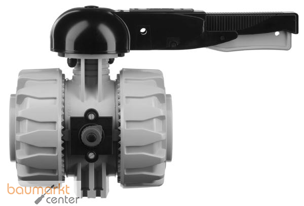 Aliaxis 2-Wege Kugelhahn VK Dual Block aus PP-H mit Schweimuffen VKDIM/FKM d 75