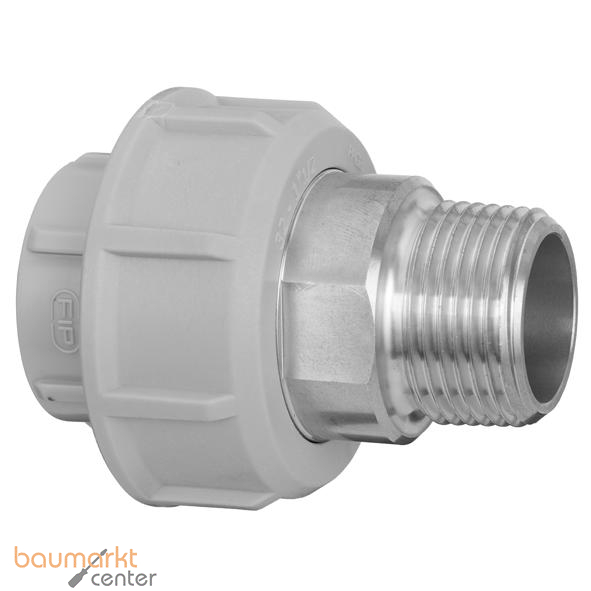 Aliaxis PP bergangsverschraubung a. Edelstahl mit konischem Auengewinde d 25/3/4