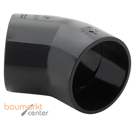 Aliaxis Winkel 45 Gr. PVC-U HIV d 63 PN 16 Klebmuffe