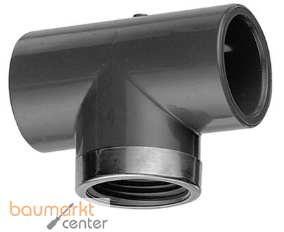 Aliaxis T-Stck PVC-U 90 Gr. m. Metallring, d 25 x 3/4, TM3
